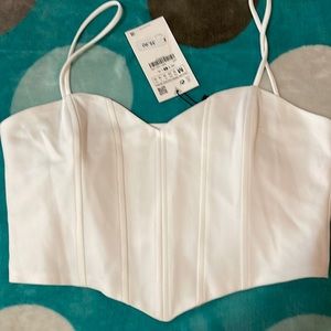 Zara White Corset Crop Top